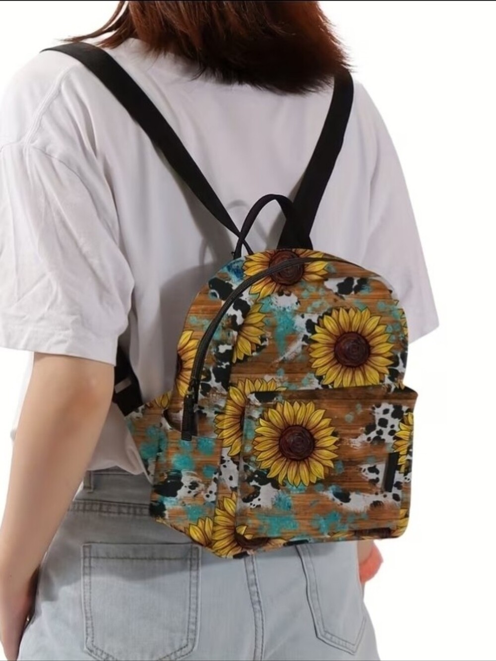 Sunflower Print Backpack - Picture 3 of 4